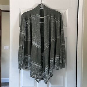 Allen Allen Open Front Cardigan Warm Green Small